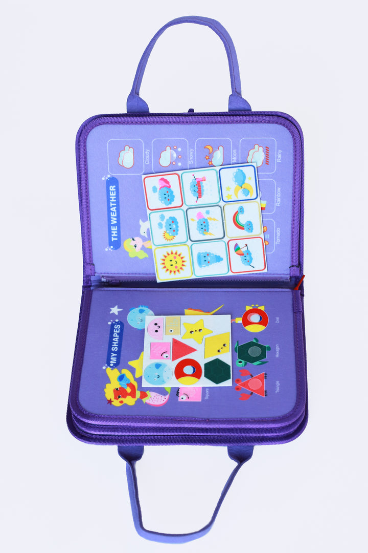 Kelioninė/lavinamoji Montessori užimtumo knygelė "Purple mermaids"