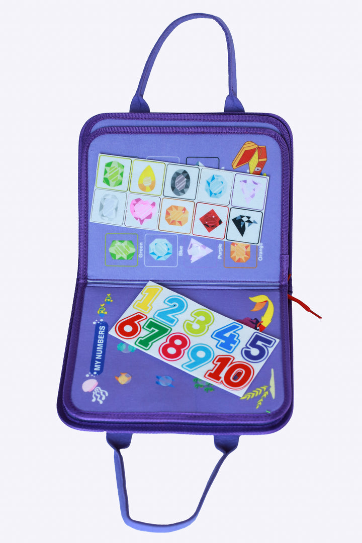 Kelioninė/lavinamoji Montessori užimtumo knygelė "Purple mermaids"