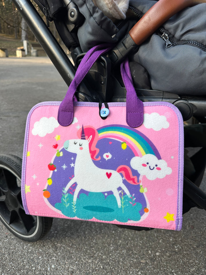 Kelioninė Montessori užimtumo knygelė "Unicorn"
