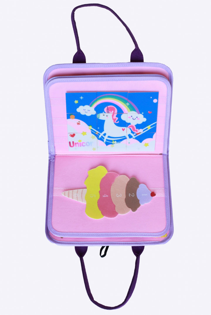 Kelioninė Montessori užimtumo knygelė "Unicorn"