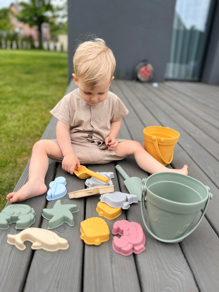 Silikoninis smėlio žaislų rinkinys YELLOW BEACH