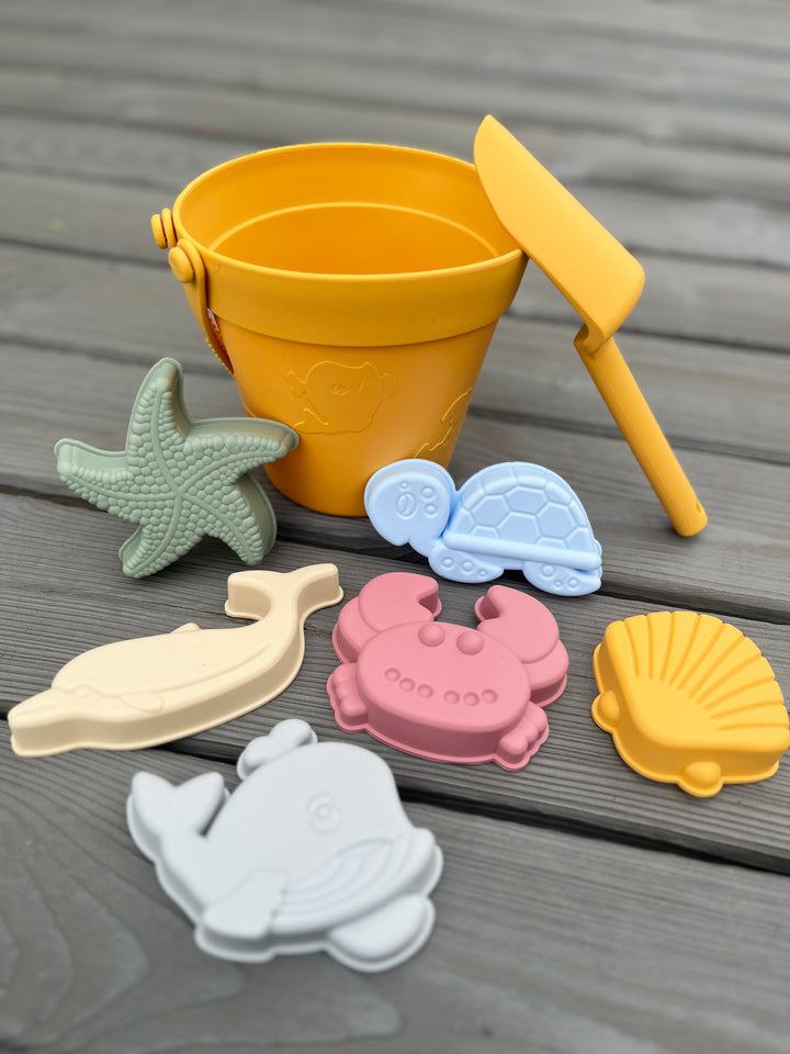 Silikoninis smėlio žaislų rinkinys YELLOW BEACH