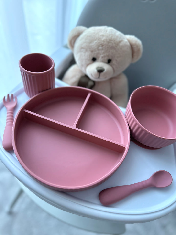 Žavingas silikoninių indų rinkinys PINK CHARM