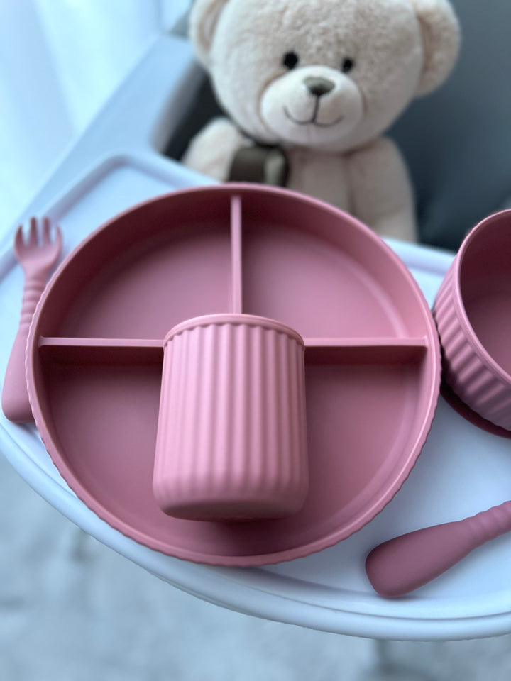 Žavingas silikoninių indų rinkinys PINK CHARM