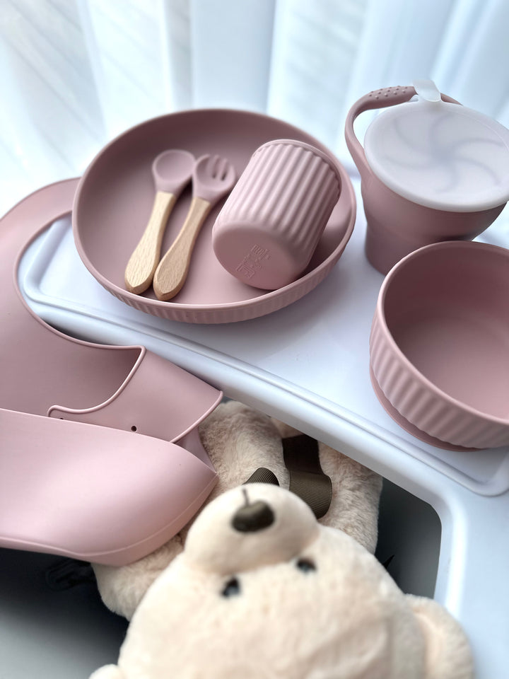 Silikoninis indų rinkinys primaitinimui STARTER SET ROSE PINK