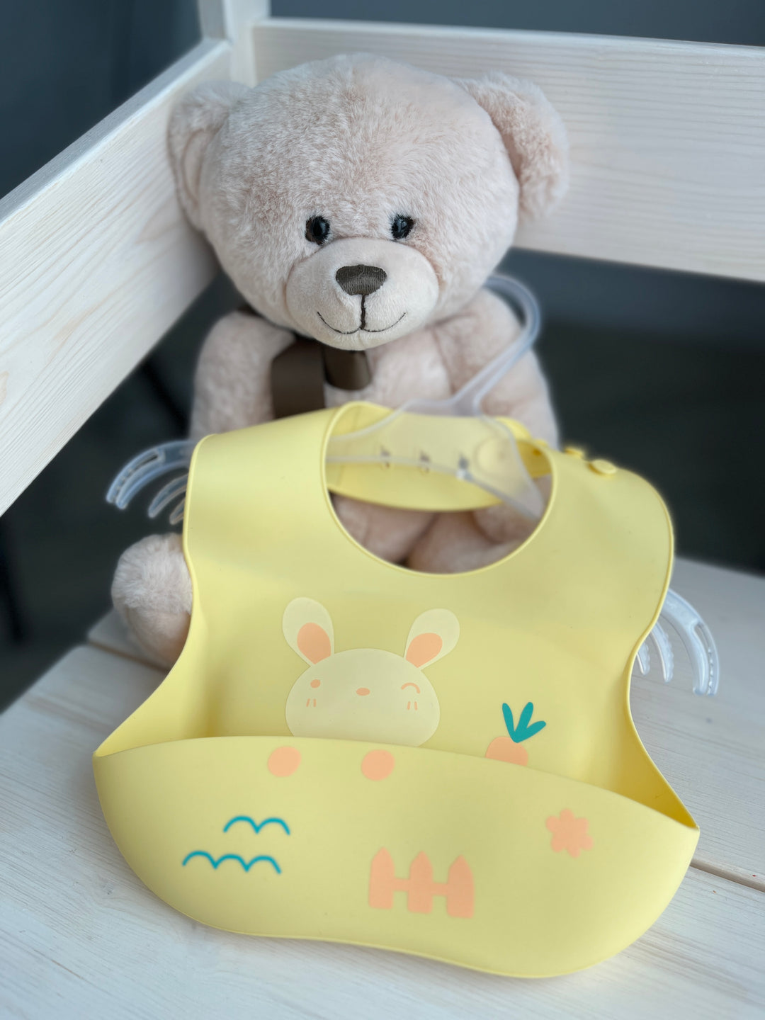 Silikoninis seilinukas su kišenėle YELLOW BUNNY