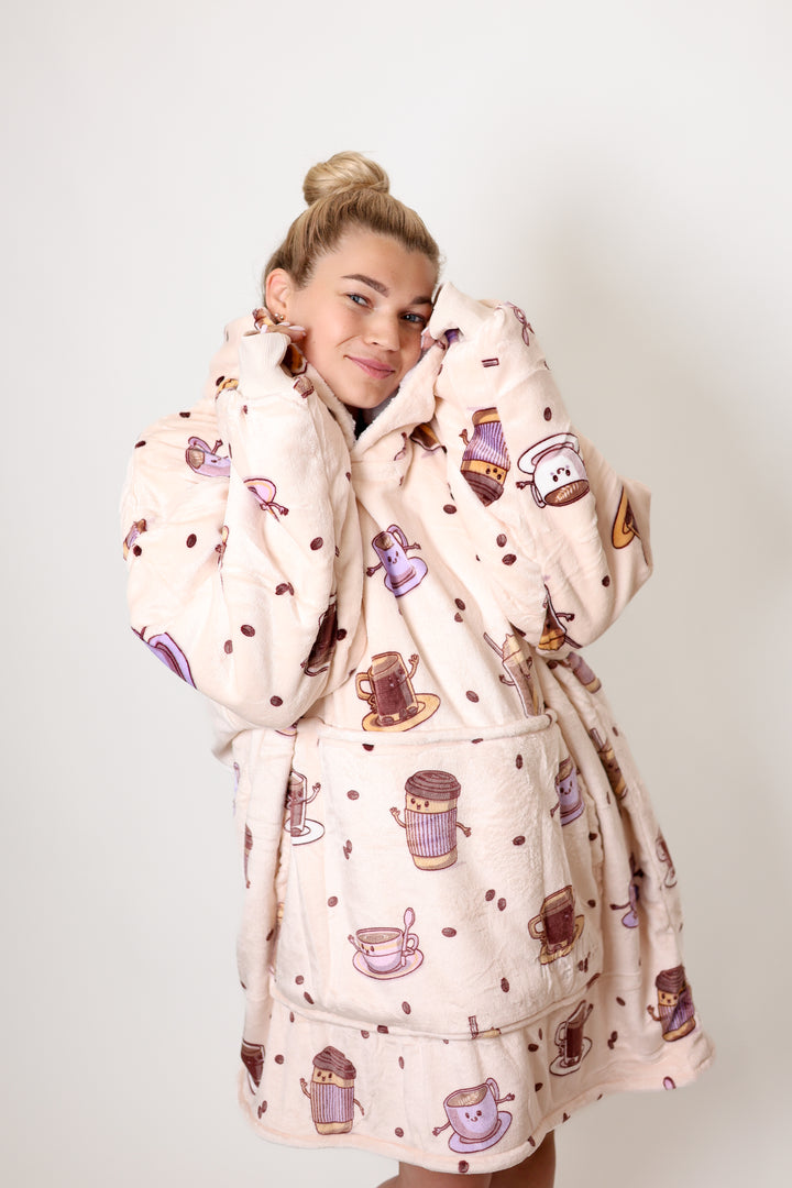 Džemperis - pledas/šiltukas paaugliams ir suaugusiems "Kavos mylėtojas"