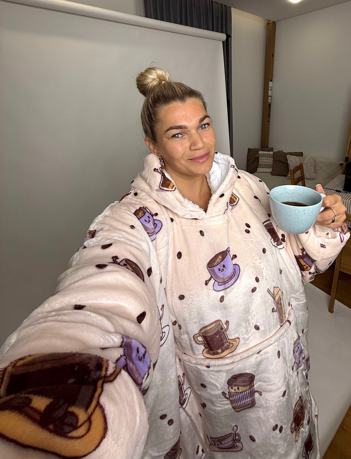 Džemperis - pledas/šiltukas paaugliams ir suaugusiems "Kavos mylėtojas"