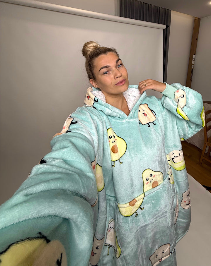 Džemperis - pledas/šiltukas paaugliams ir suaugusiems "Avocado toast"