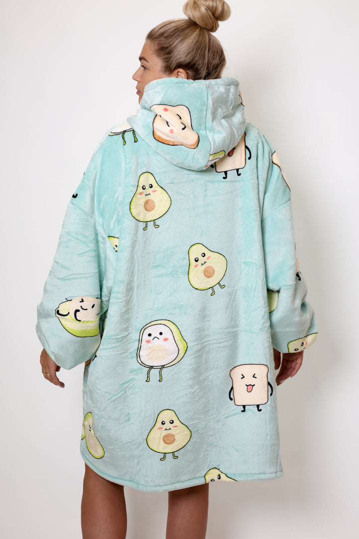 Džemperis - pledas/šiltukas paaugliams ir suaugusiems "Avocado toast"