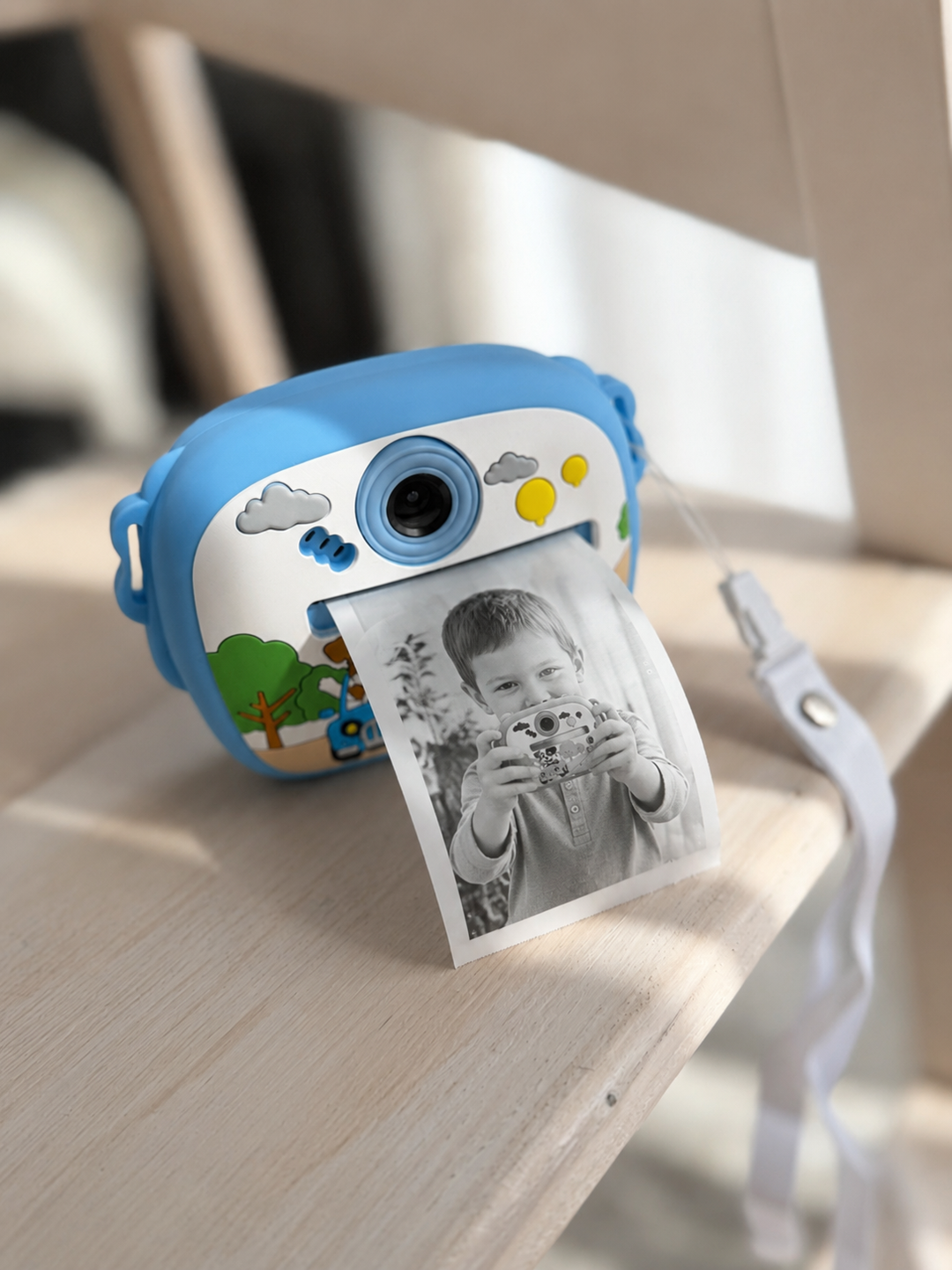 Vaikiškas momentinis fotoaparatas "Mėlynas šuniukas" + markeriai dovanų 🎁