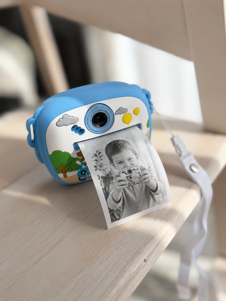 Vaikiškas momentinis fotoaparatas "Mėlynas šuniukas" + markeriai dovanų 🎁