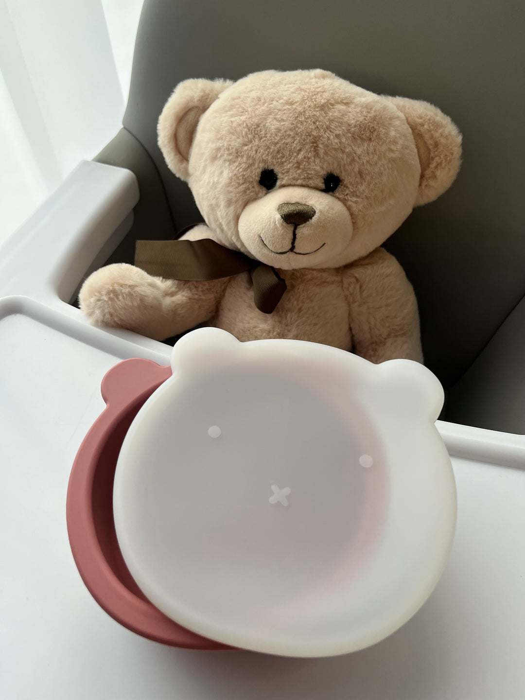 Silikoninis dubenėlis su dangteliu PINK TEDDY