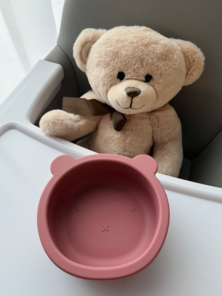 Silikoninis dubenėlis su dangteliu PINK TEDDY